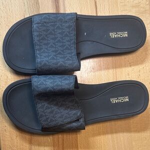 Michael Kors Textured Black Slides